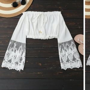White Lace Long Sleeve Crop Top